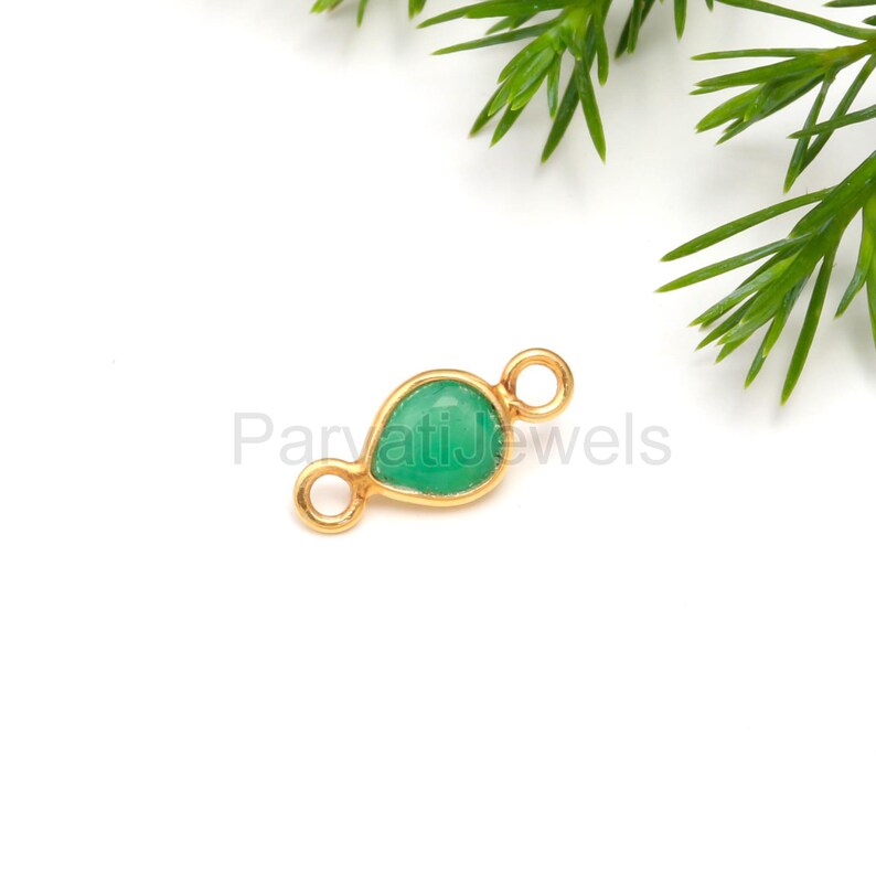 Natural Emerald Connector, 18k Solid Gold Connector, Emerald Connector, Gold Connector, Connector Pendant, Gold Jewelry Connector