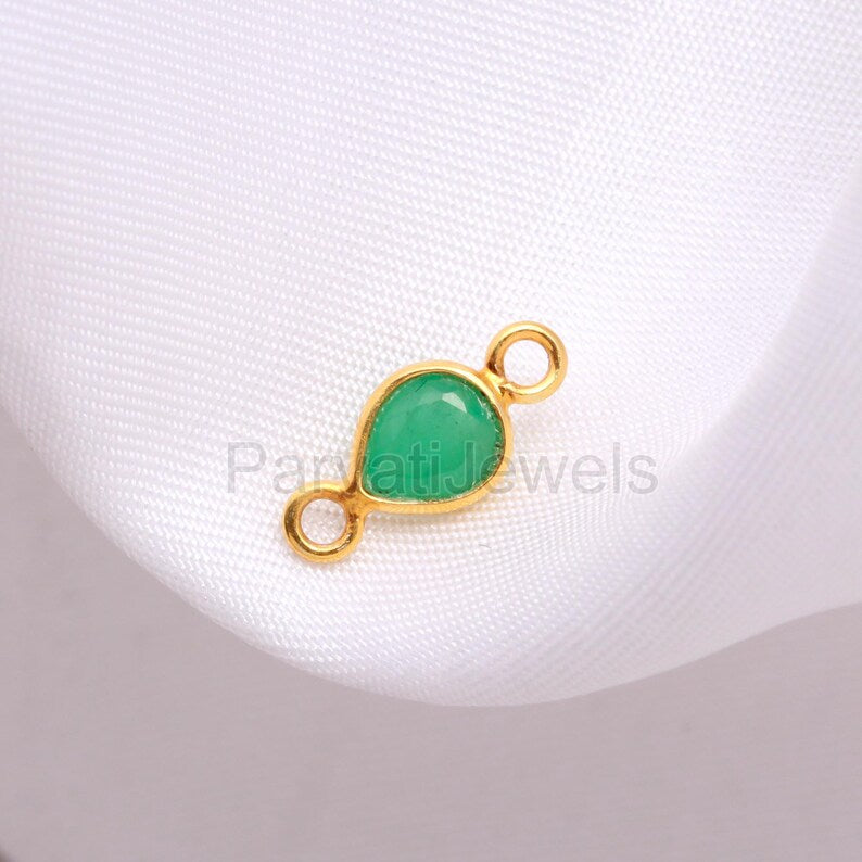 Natural Emerald Connector, 18k Solid Gold Connector, Emerald Connector, Gold Connector, Connector Pendant, Gold Jewelry Connector