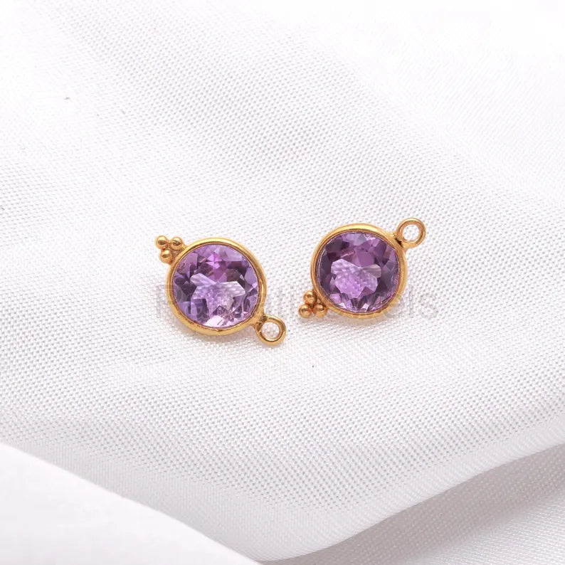 AA Natural Amethyst Hoop Earring, Solid 18k Gold Earrings, Amethyst Hoop Earring, Birthstone Earring, Partywear Hoop Earring, Gold Earrings