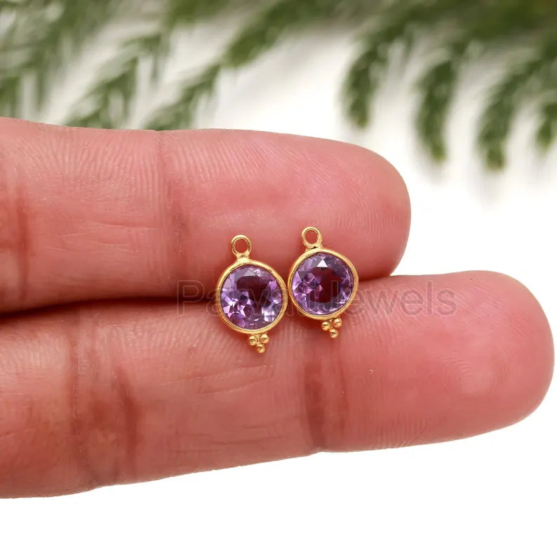 AA Natural Amethyst Hoop Earring, Solid 18k Gold Earrings, Amethyst Hoop Earring, Birthstone Earring, Partywear Hoop Earring, Gold Earrings