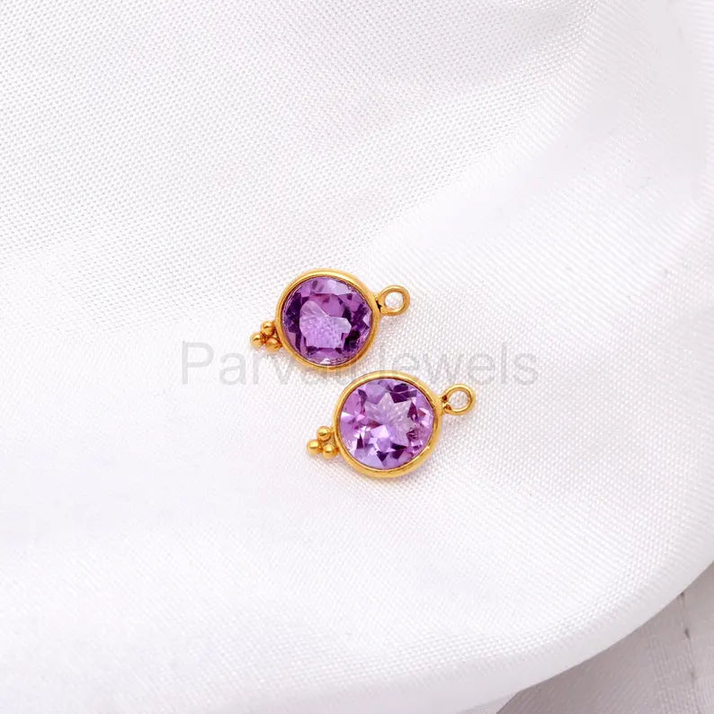 AA Natural Amethyst Hoop Earring, Solid 18k Gold Earrings, Amethyst Hoop Earring, Birthstone Earring, Partywear Hoop Earring, Gold Earrings