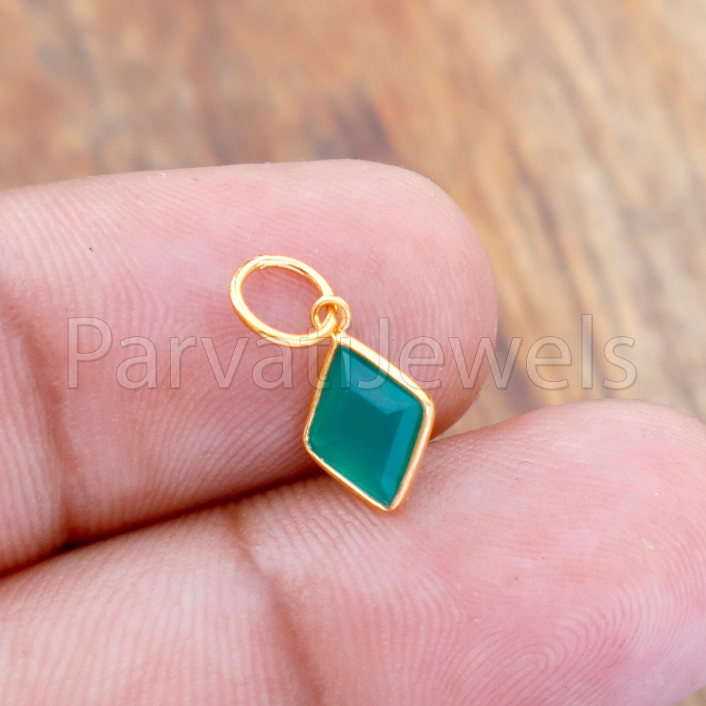 AA Green Onyx Charm, 18k Solid Gold Charm, Natural Green Onyx Charm, Gold Charm, Charm Pendant, Gold Charm Necklace, Handmade Gold Charm,