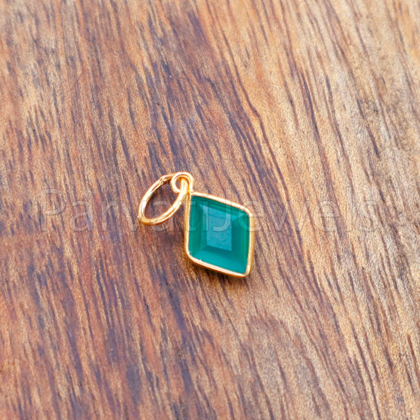 AA Green Onyx Charm, 18k Solid Gold Charm, Natural Green Onyx Charm, Gold Charm, Charm Pendant, Gold Charm Necklace, Handmade Gold Charm,