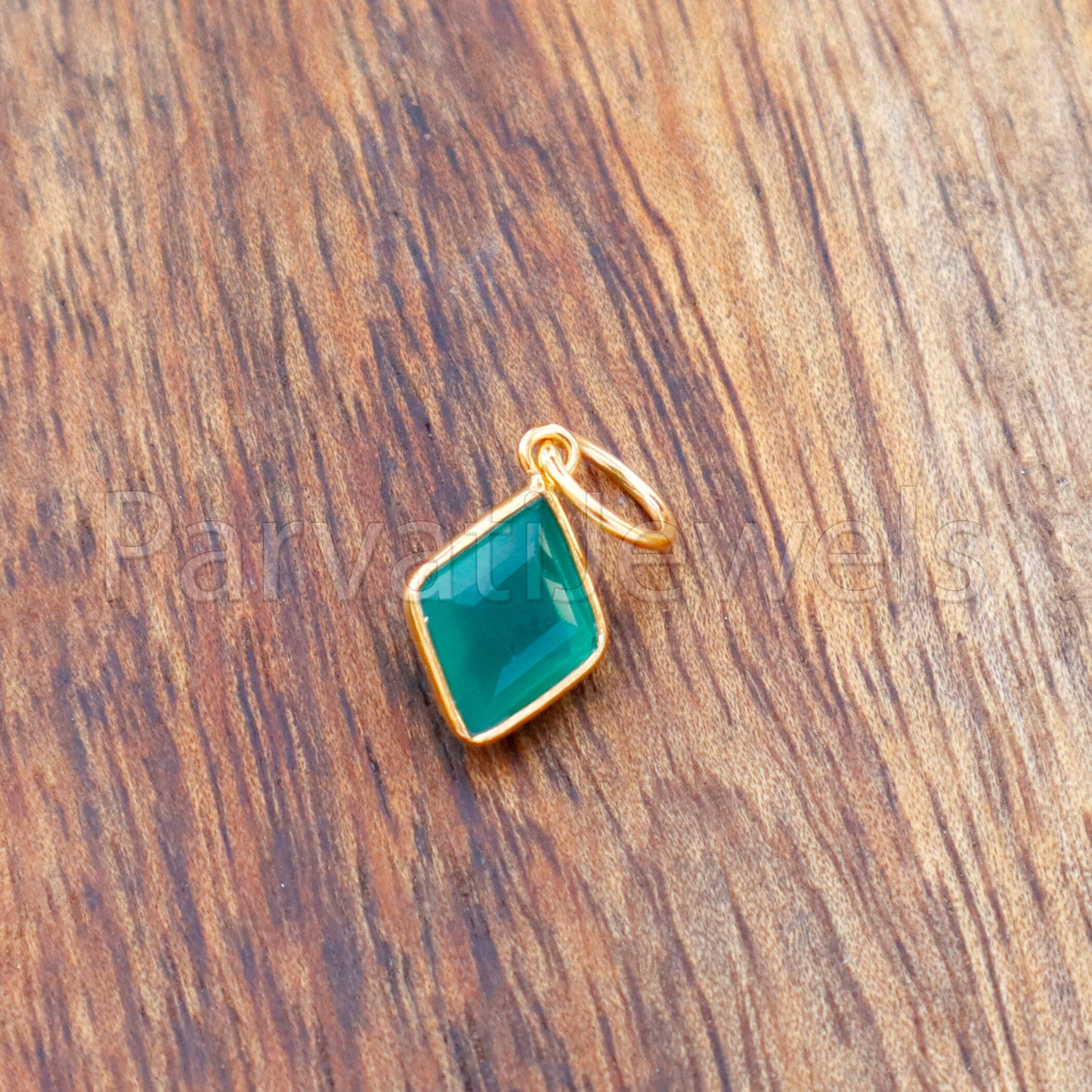 AA Green Onyx Charm, 18k Solid Gold Charm, Natural Green Onyx Charm, Gold Charm, Charm Pendant, Gold Charm Necklace, Handmade Gold Charm,