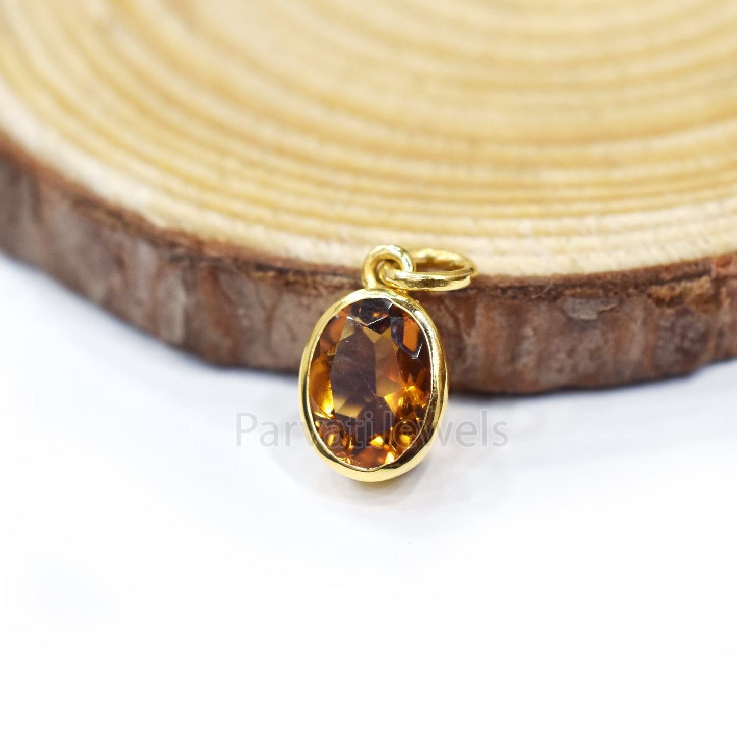 Citrine Charm, 18k Solid Gold Charm, Natural Citrine Charm, Gold Charm, Charm Pendant, Charm Necklace, Handmade Gold Charm, Gift for her