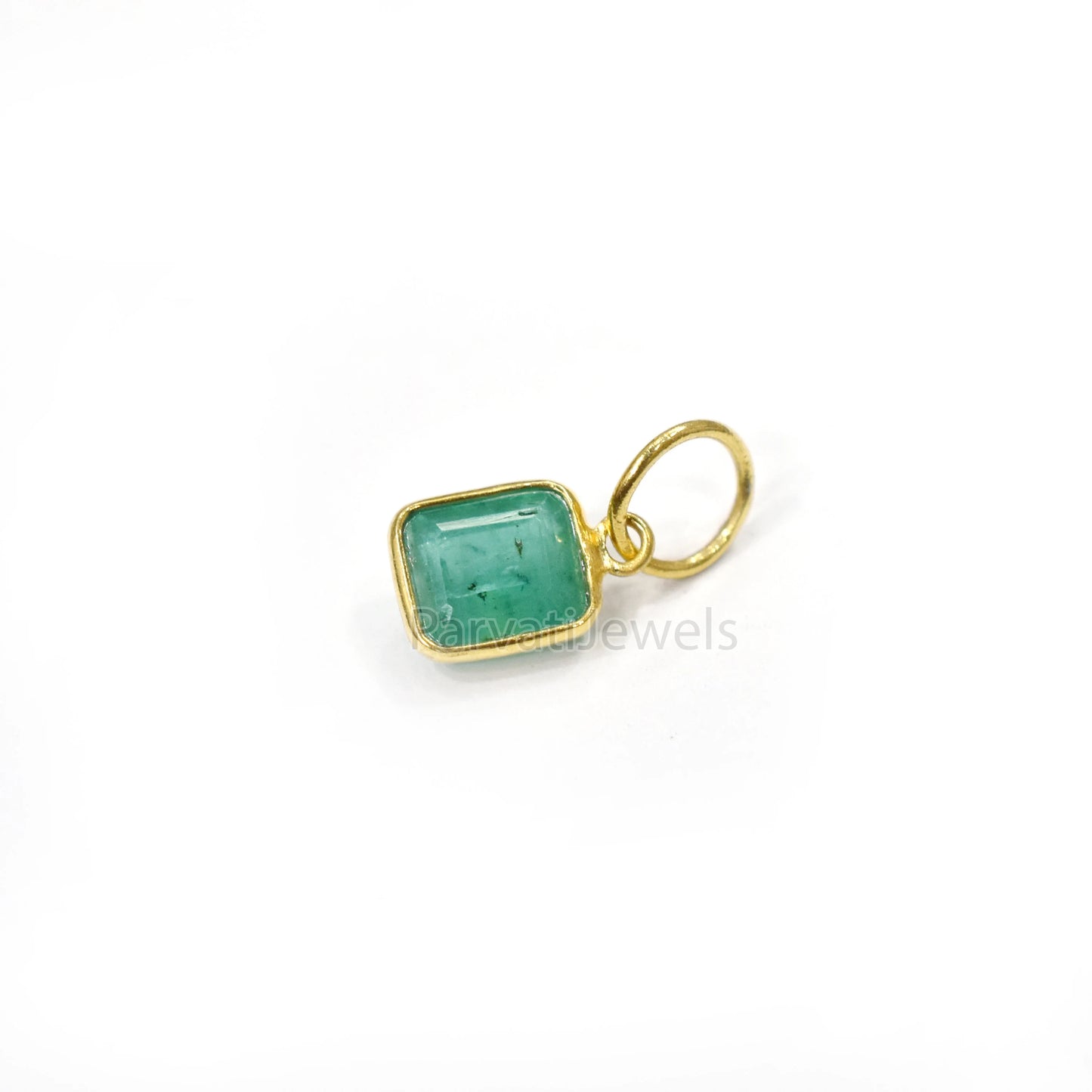 AA Emerald Gold Charm, 18k Solid Gold Charm, Natural Emerald Gold Charm, Handmade Gold Charm, Birthstone Gold Charm Pendant, Gift For Her