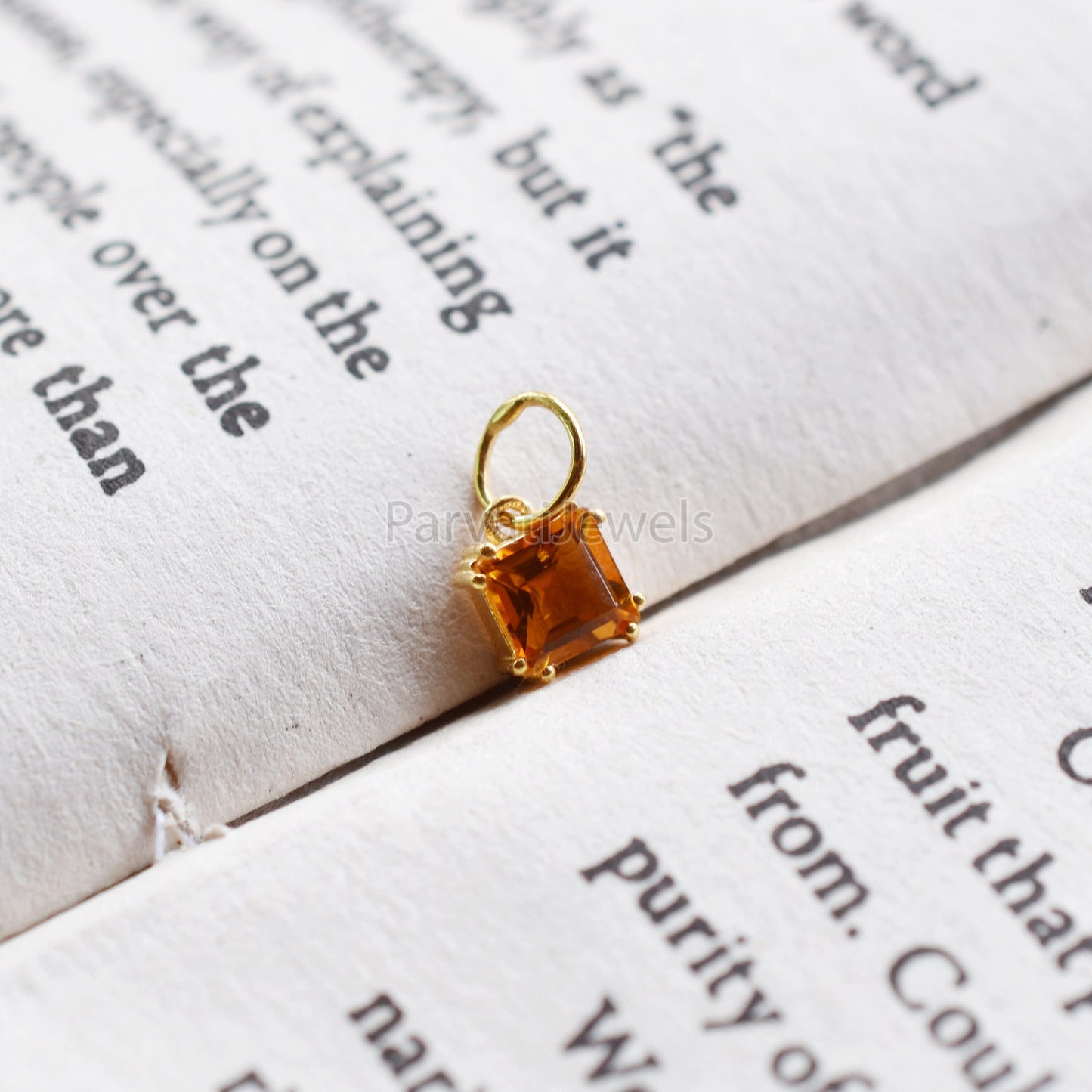 18k Solid Gold Charm, Natural Citrine Solid Gold Charm, Handmade Gold Charm, Solid Gold Charm, November Birthstone Charm, Gift For Her Charm