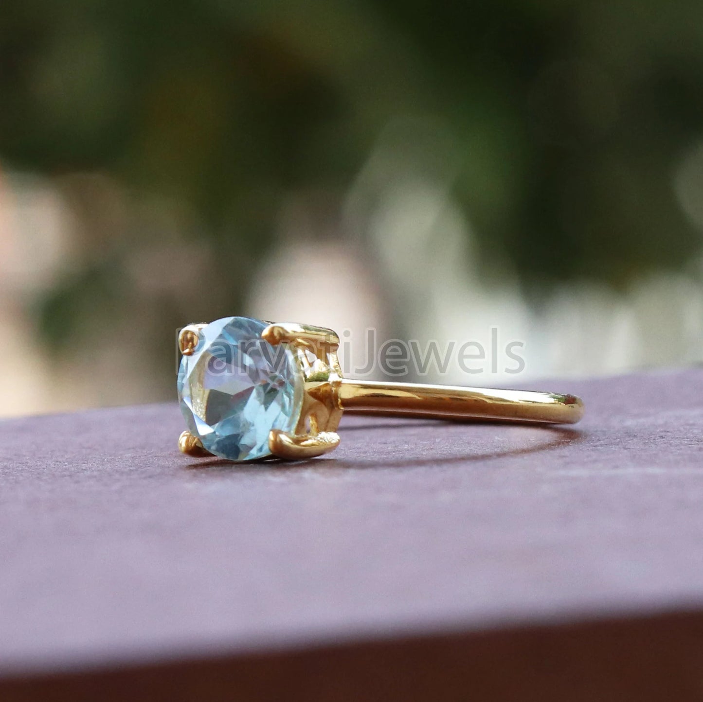 Natural Blue Topaz 14&18k Solid Gold Ring, Gemstone Ring, Gold Jewelry, Solid Gold Ring, Handmade Garnet Gold Ring, Gold Ring, Gift For Her