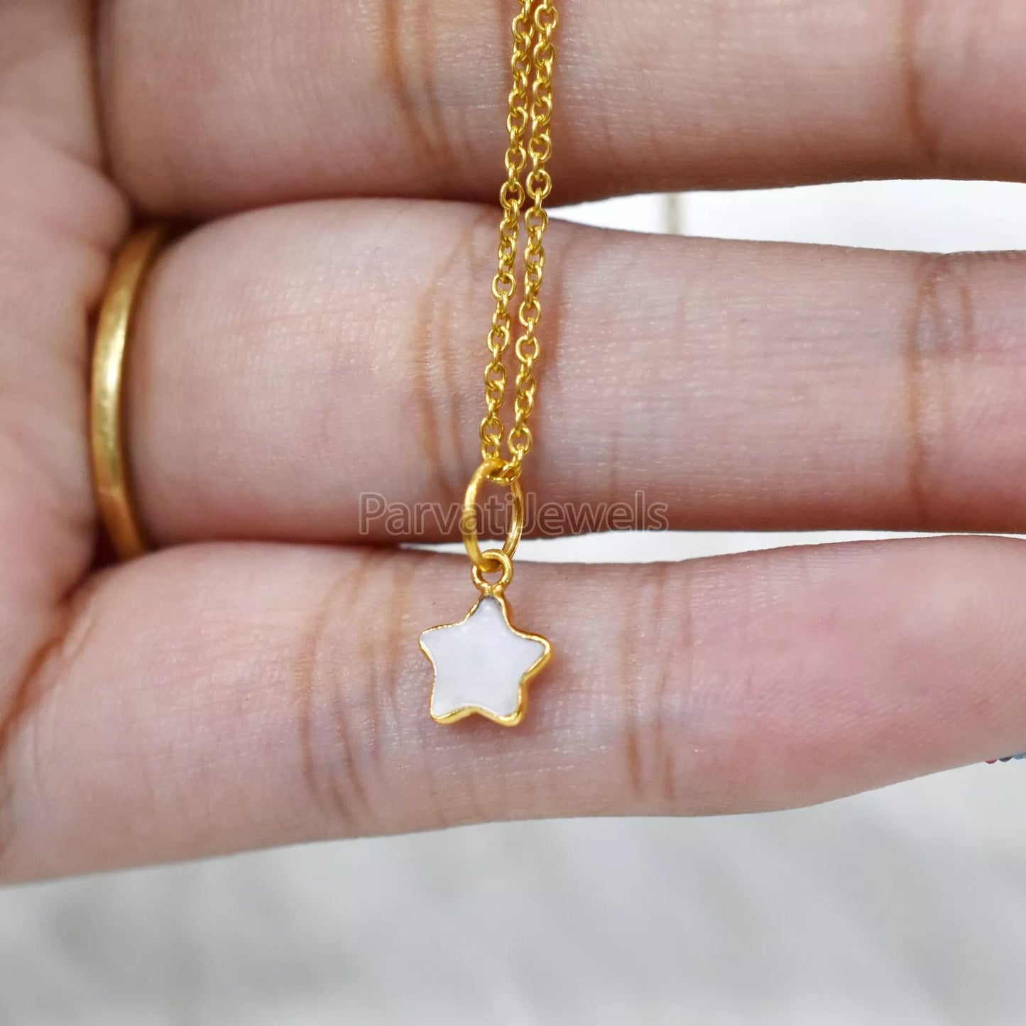 Natural Mother Of Pearl Star Shape 18k Gold Minimalist Charm Pendant, 18k Solid Gold Charm, Minimalist Gold Charm, Pearl Gold Charm Handmade
