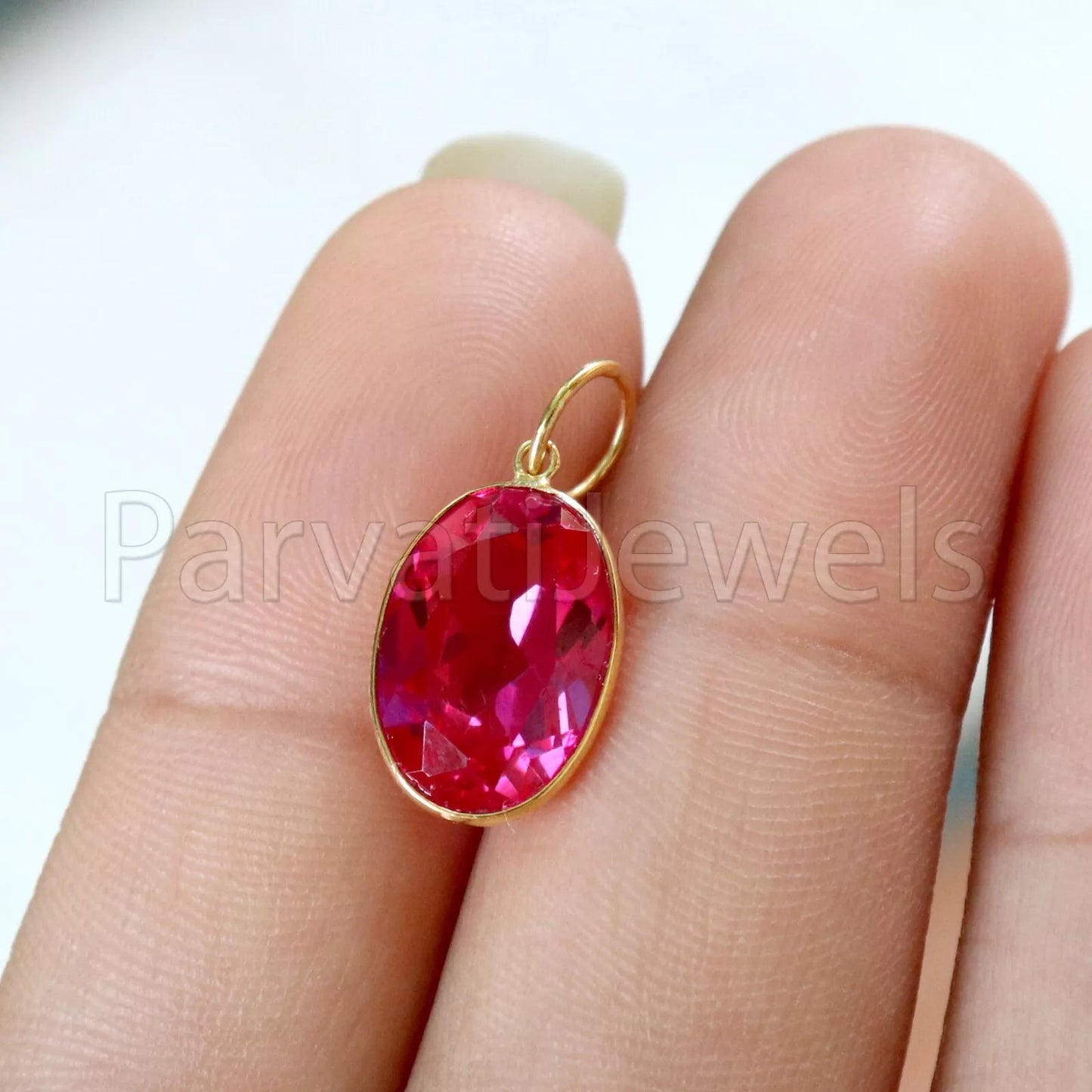 Lab Ruby Charm, 18k Solid Gold Charm, Handmade Gold Charm, Charm Pendant, Charms Necklace, Ruby Charms, Minimalist Pendant, Ruby Charms