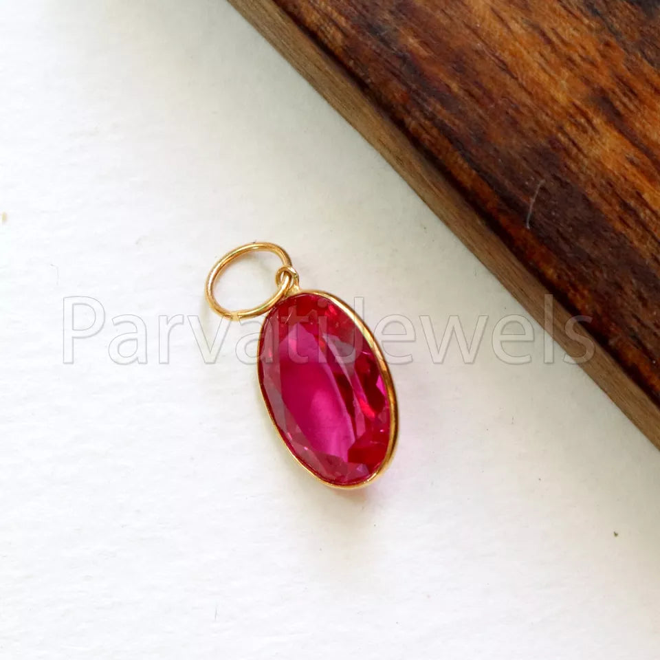 Lab Ruby Charm, 18k Solid Gold Charm, Handmade Gold Charm, Charm Pendant, Charms Necklace, Ruby Charms, Minimalist Pendant, Ruby Charms