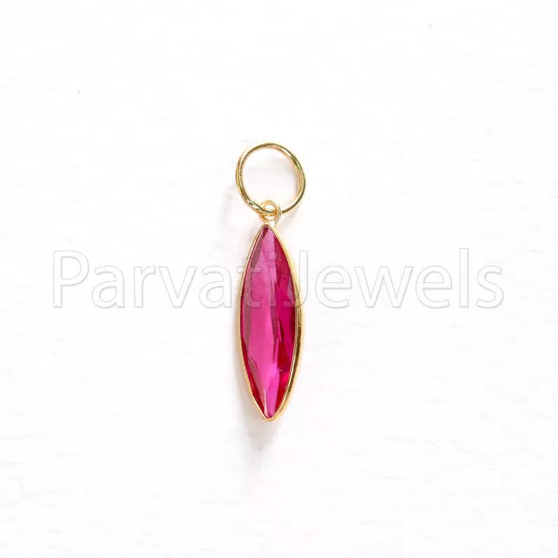 Lab Ruby Charm, 18k Solid Gold Charm, Handmade Gold Charm, Charm Pendant, Charms Necklace, Ruby Charms, Minimalist Pendant, Ruby Charms