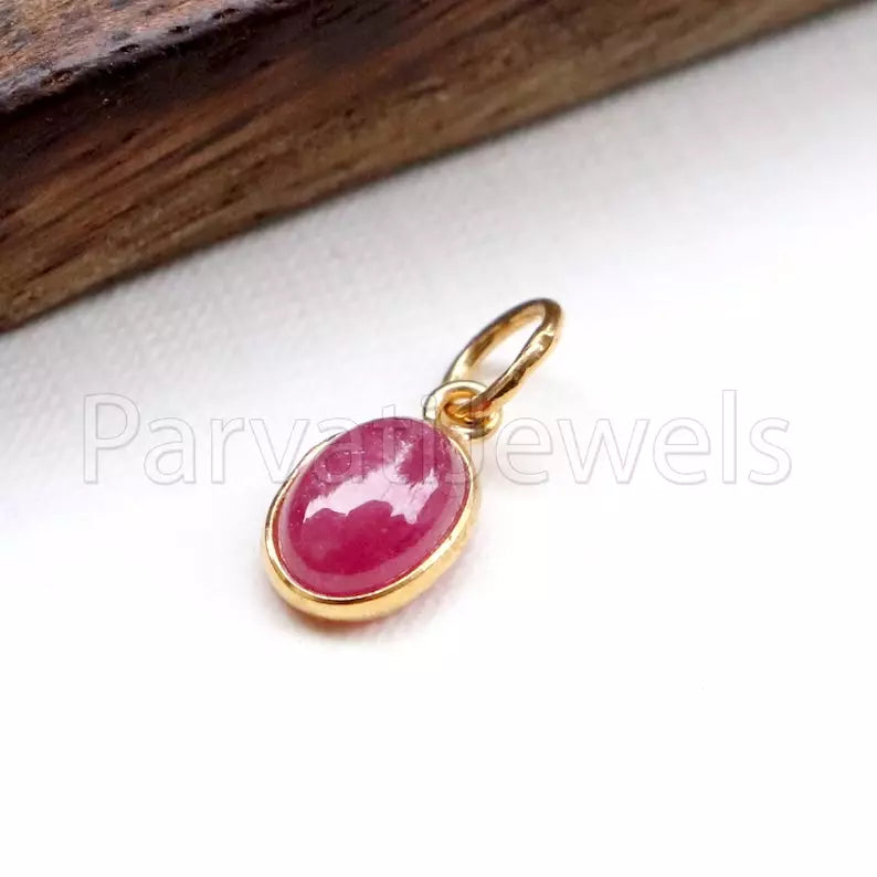 Natural Pink Ruby Charm, 18k Solid Gold Charm, Handmade Gold Charm, Charm Pendant, Natural Ruby Pendant, Charms Necklace, Minimalist Pendant