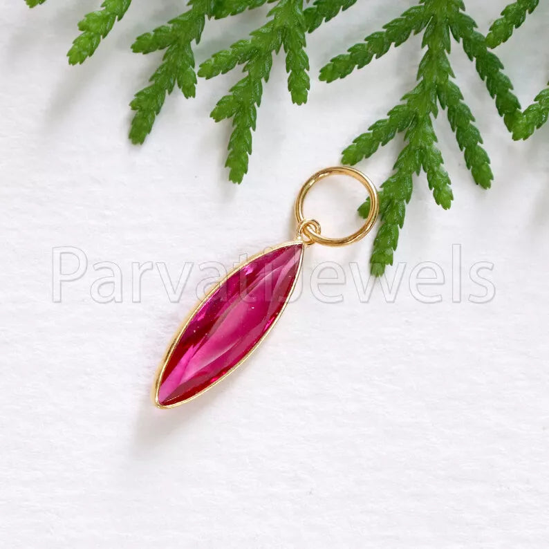 Lab Ruby Charm, 18k Solid Gold Charm, Handmade Gold Charm, Charm Pendant, Charms Necklace, Ruby Charms, Minimalist Pendant, Ruby Charms