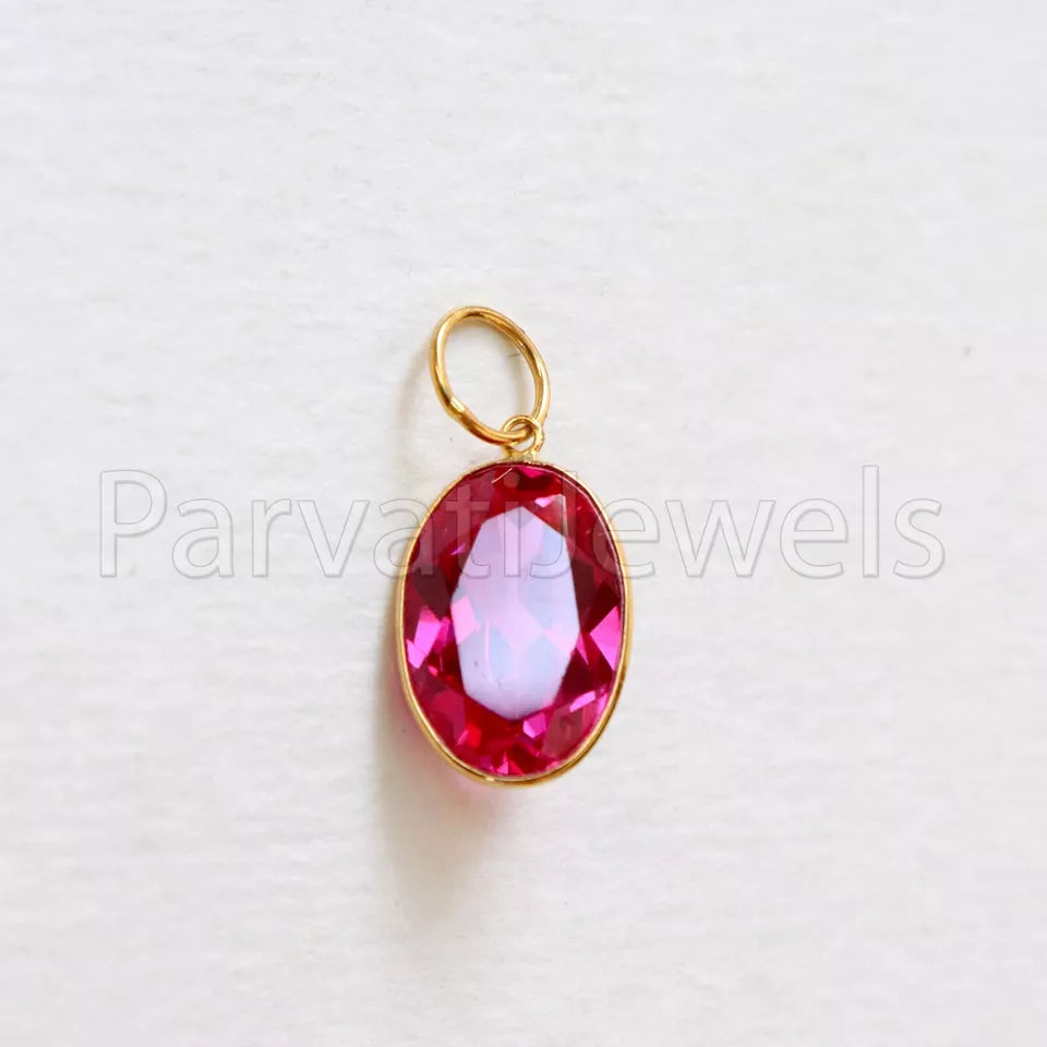 Lab Ruby Charm, 18k Solid Gold Charm, Handmade Gold Charm, Charm Pendant, Charms Necklace, Ruby Charms, Minimalist Pendant, Ruby Charms