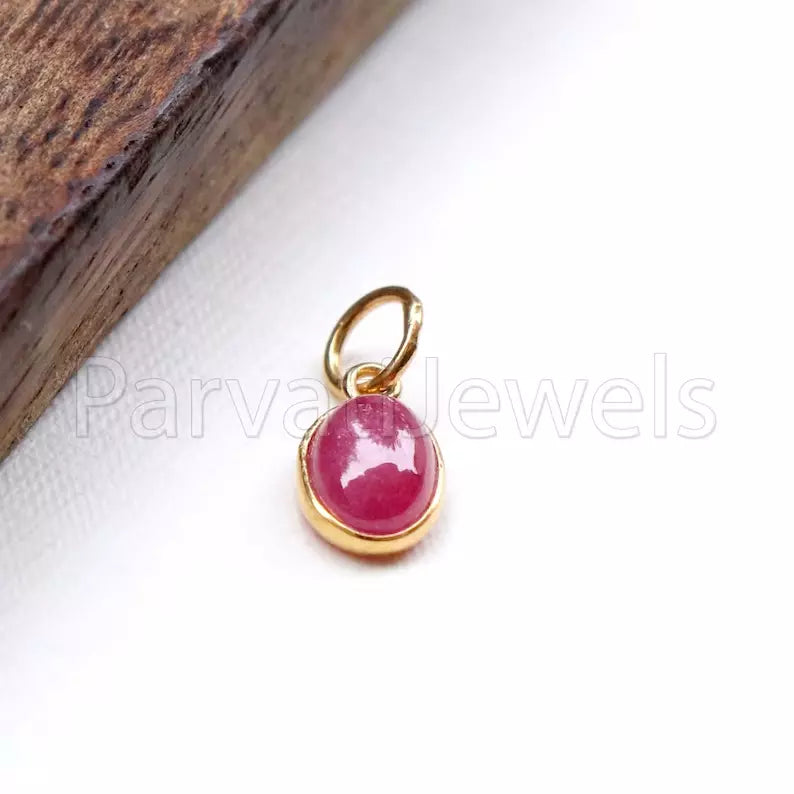 Natural Pink Ruby Charm, 18k Solid Gold Charm, Handmade Gold Charm, Charm Pendant, Natural Ruby Pendant, Charms Necklace, Minimalist Pendant