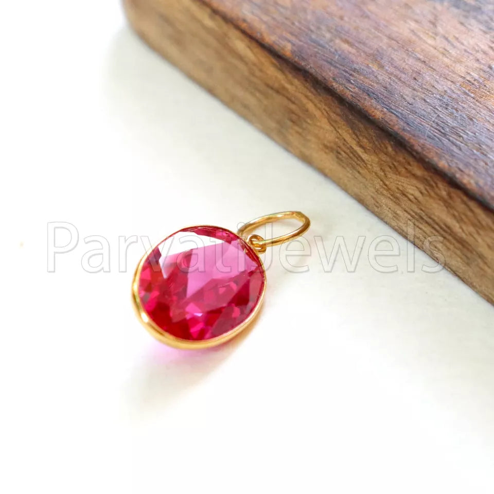 Lab Ruby Charm, 18k Solid Gold Charm, Handmade Gold Charm, Charm Pendant, Charms Necklace, Ruby Charms, Minimalist Pendant, Ruby Charms