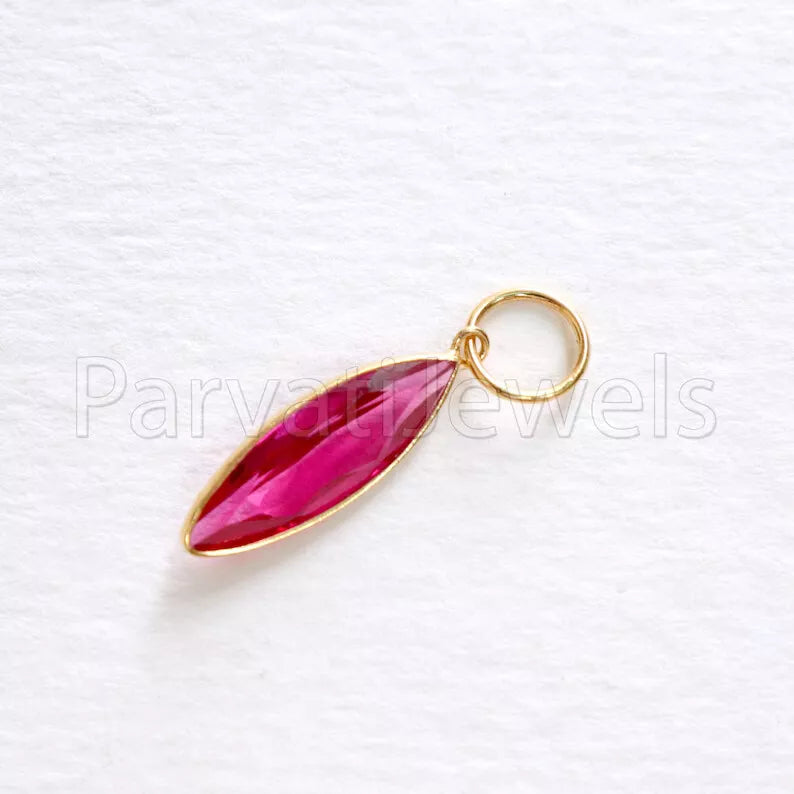 Lab Ruby Charm, 18k Solid Gold Charm, Handmade Gold Charm, Charm Pendant, Charms Necklace, Ruby Charms, Minimalist Pendant, Ruby Charms
