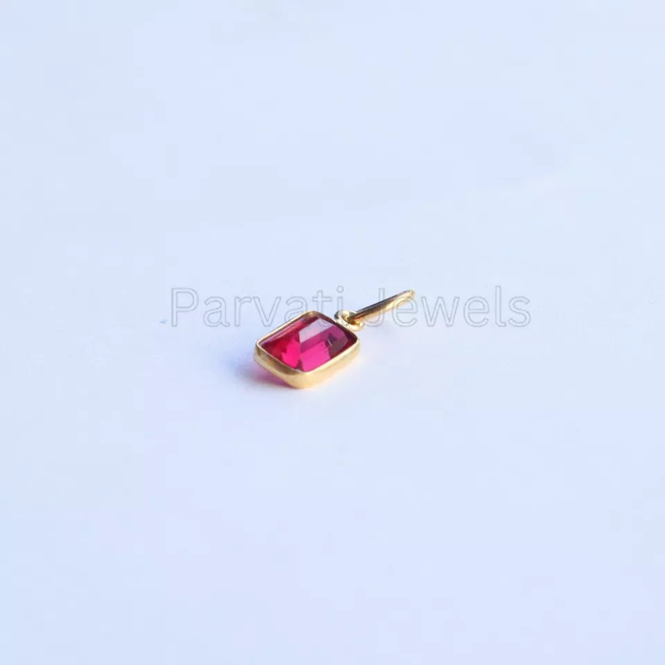 Refined Lab-Created Ruby Charm, 18k Solid Gold Charm, Gold Jewelry, Gold Charm, Charm Necklace, Handmade Ruby Charm, Gift for Her