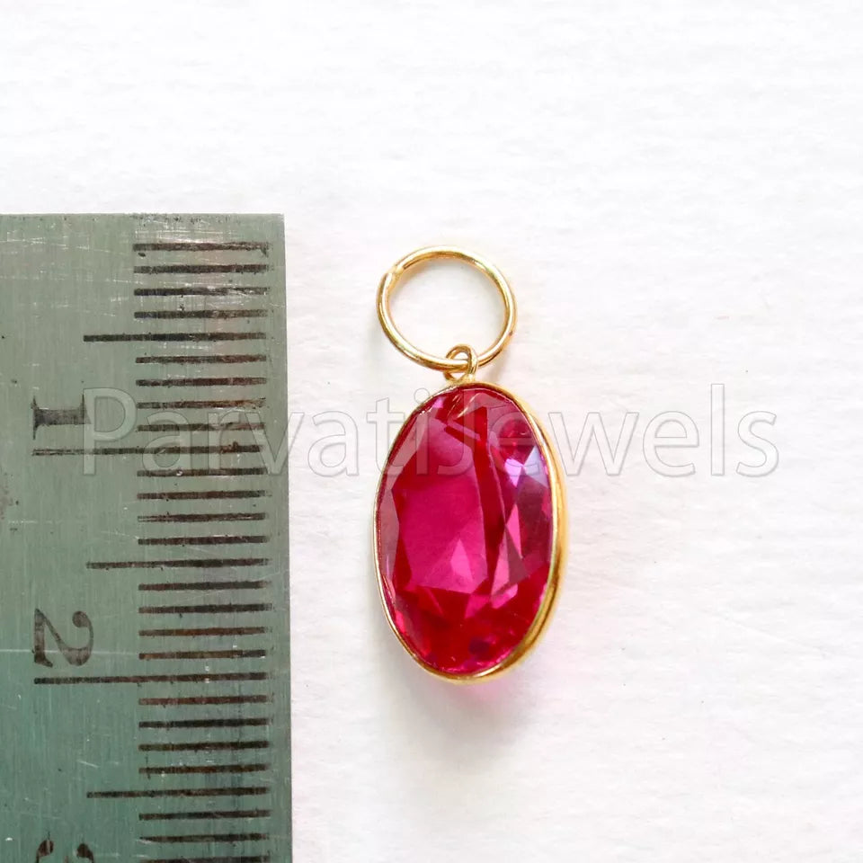 Lab Ruby Charm, 18k Solid Gold Charm, Handmade Gold Charm, Charm Pendant, Charms Necklace, Ruby Charms, Minimalist Pendant, Ruby Charms