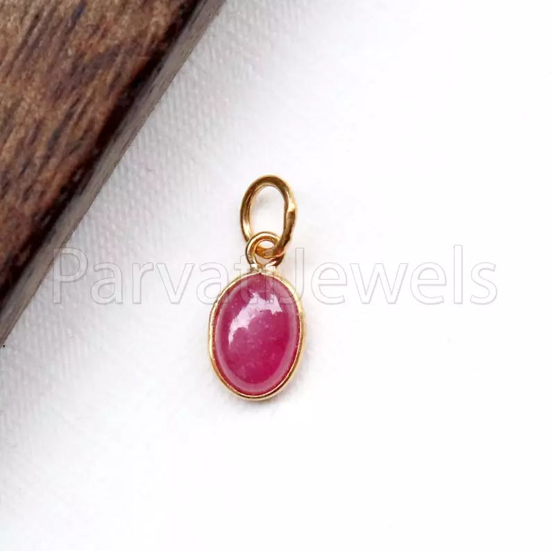 Natural Pink Ruby Charm, 18k Solid Gold Charm, Handmade Gold Charm, Charm Pendant, Natural Ruby Pendant, Charms Necklace, Minimalist Pendant