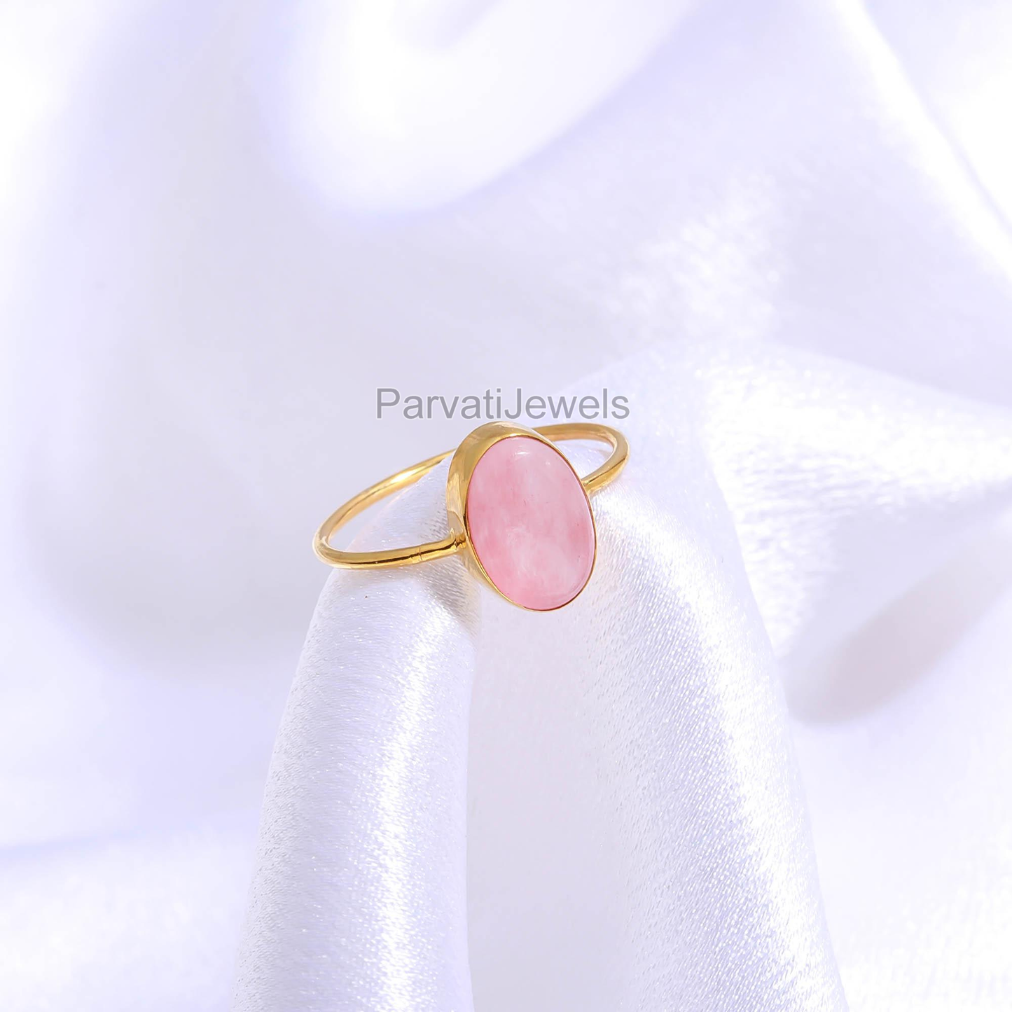 Genuine Cherry Quartz Gold Ring, Handmade Gold Ring, Gift for her, 18K Solid Gold Ring, Dainty Gold Ring, Minimalist Gold Ring