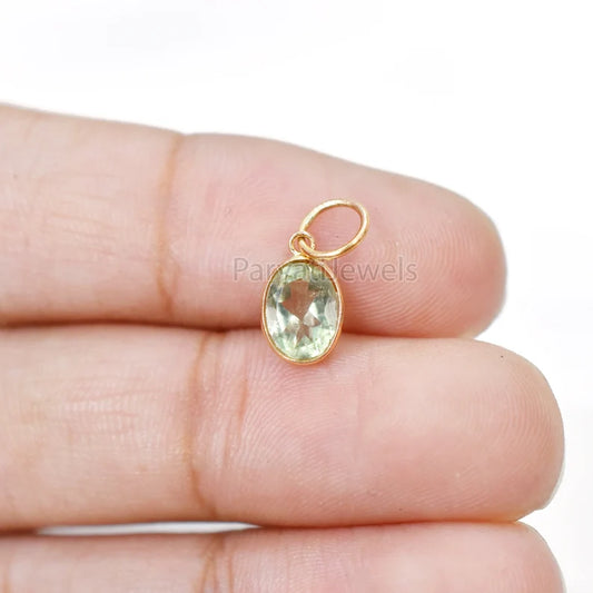 Beautiful Natural Green Aquamarine Solid Gold Charm, 18k Solid Gold Charm, Handmade Gold Charm, Natural Green Aquamarine Gold Charm, 18K Charm