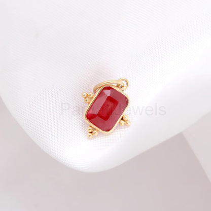 AA Ruby Gemstone Charm, 18K Solid Gold Charm, Ruby Solid Gold Charm, Handmade Gold Charm, July Birthstone Charm, Charm Pendant, Gift For Her
