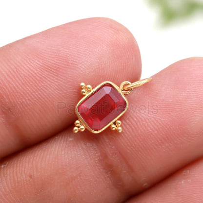 AA Ruby Gemstone Charm, 18K Solid Gold Charm, Ruby Solid Gold Charm, Handmade Gold Charm, July Birthstone Charm, Charm Pendant, Gift For Her