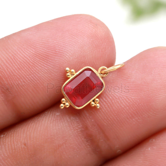 AA Ruby Gemstone Charm, 18K Solid Gold Charm, Ruby Solid Gold Charm, Handmade Gold Charm, July Birthstone Charm, Charm Pendant, Gift For Her