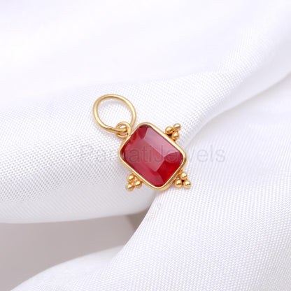 AA Ruby Gemstone Charm, 18K Solid Gold Charm, Ruby Solid Gold Charm, Handmade Gold Charm, July Birthstone Charm, Charm Pendant, Gift For Her
