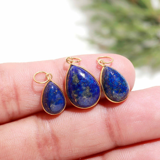 Natural Lapis Lazuli Charm, Solid 18k Gold Charm, Gold Charms, Blue Lapis Charm Pendant, Gold Charm Necklace, Handmade Gold Charms Pendant (Copy)