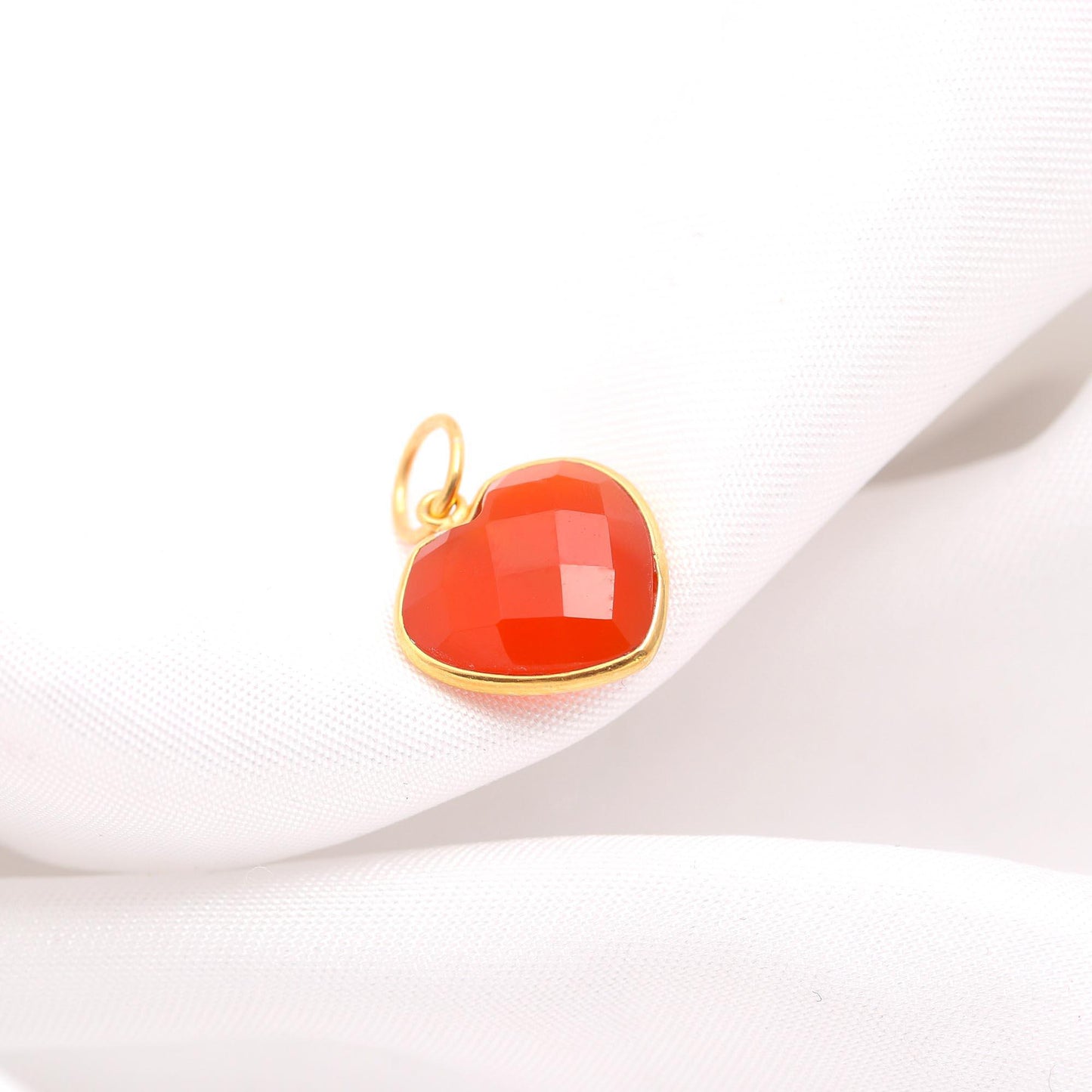 AA Natural Carnelian Charm, 18k Solid Gold Charm, Carnelian Charm, Gold Charm Pendant, Heart Shape Charm, Handmade Gold Charm, Gift For Her