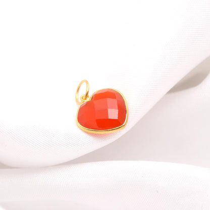 AA Natural Carnelian Charm, 18k Solid Gold Charm, Carnelian Charm, Gold Charm Pendant, Heart Shape Charm, Handmade Gold Charm, Gift For Her