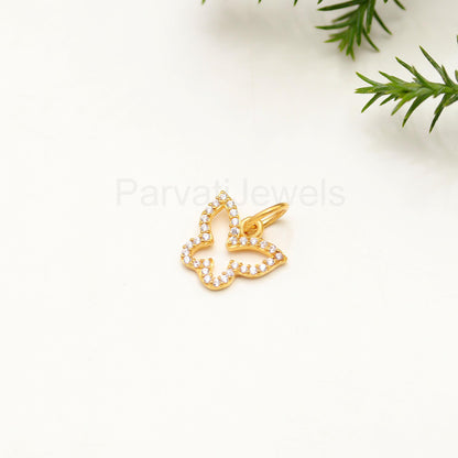 Solid 14K Gold Natural Diamond Charm, Butterfly Gold Charm, Diamond Gold Charm, Handmade Charm Pendant, Gold Charm Pendant, Gift For Her