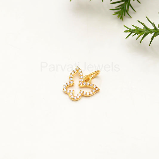 Solid 14K Gold Natural Diamond Charm, Butterfly Gold Charm, Diamond Gold Charm, Handmade Charm Pendant, Gold Charm Pendant, Gift For Her