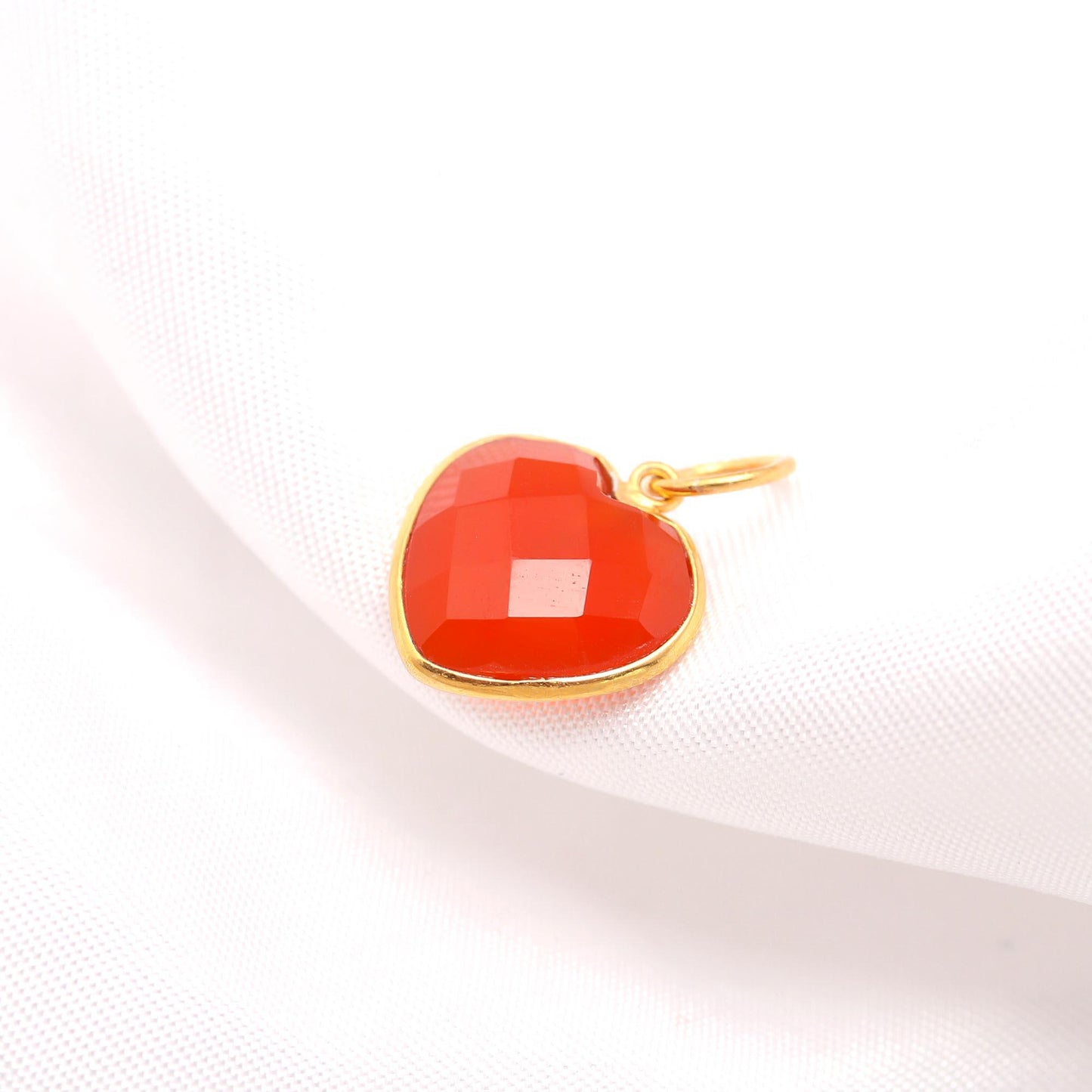 AA Natural Carnelian Charm, 18k Solid Gold Charm, Carnelian Charm, Gold Charm Pendant, Heart Shape Charm, Handmade Gold Charm, Gift For Her