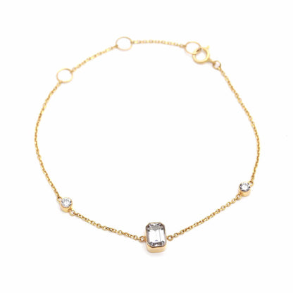 Natural Moissanite Bracelets, 18k Solid Gold Bracelets, Handmade Gold Bracelets, Gold Bracelets, Wedding Gift for Wife, Moissanite Bracelets