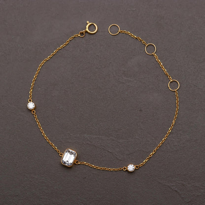 Natural Moissanite Bracelets, 18k Solid Gold Bracelets, Handmade Gold Bracelets, Gold Bracelets, Wedding Gift for Wife, Moissanite Bracelets