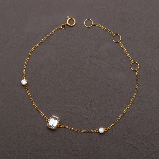 Natural Moissanite Bracelets, 18k Solid Gold Bracelets, Handmade Gold Bracelets, Gold Bracelets, Wedding Gift for Wife, Moissanite Bracelets