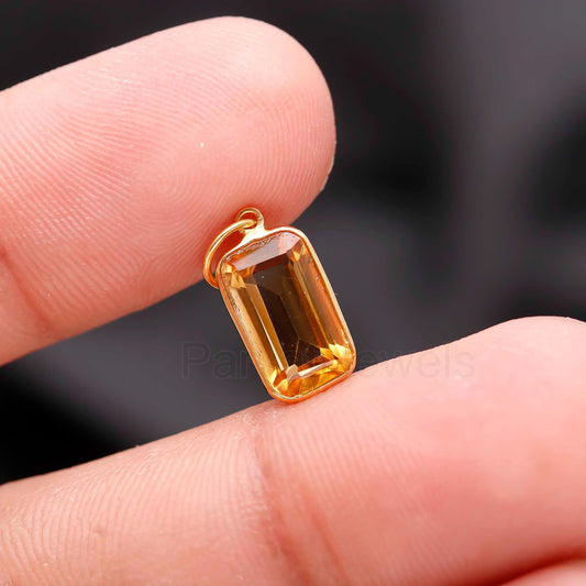 Natural Citrine Charm, 18k Solid Gold Charm, Natural Citrine Gold Charm, Gold Charm, Charm Pendant, Charm Necklace, Handmade Gold Charm