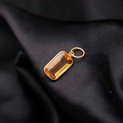 Natural Citrine Charm, 18k Solid Gold Charm, Natural Citrine Gold Charm, Gold Charm, Charm Pendant, Charm Necklace, Handmade Gold Charm
