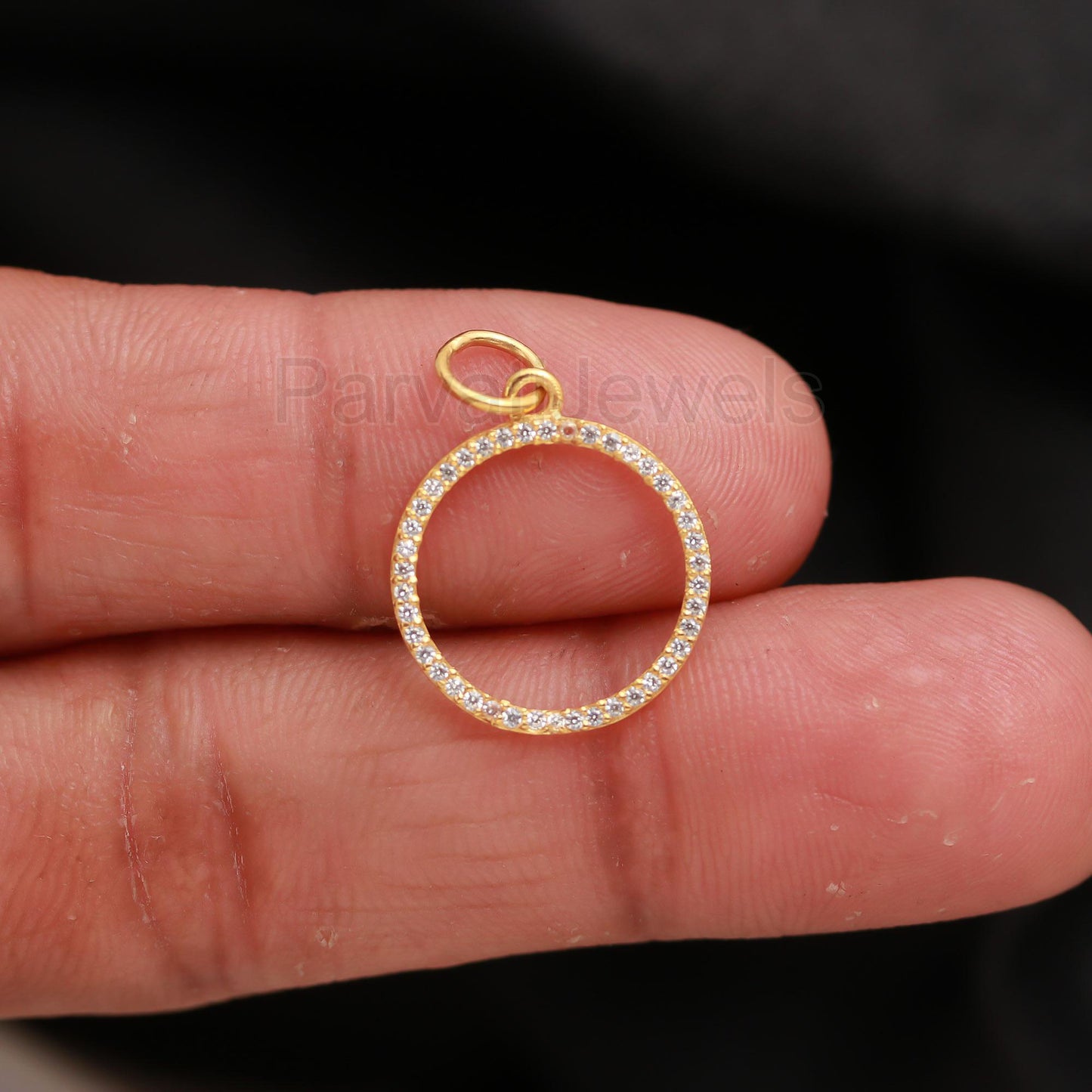 Solid 14K Gold Natural Diamond Round Charm, Handmade Gold Charm, Elegant Round Diamond Charm, Charm Pendant, Gold Pendant, Gift for her, 14K