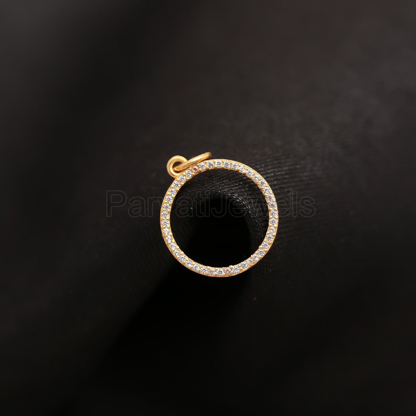 Solid 14K Gold Natural Diamond Round Charm, Handmade Gold Charm, Elegant Round Diamond Charm, Charm Pendant, Gold Pendant, Gift for her, 14K