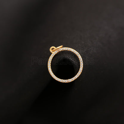 Solid 14K Gold Natural Diamond Round Charm, Handmade Gold Charm, Elegant Round Diamond Charm, Charm Pendant, Gold Pendant, Gift for her, 14K