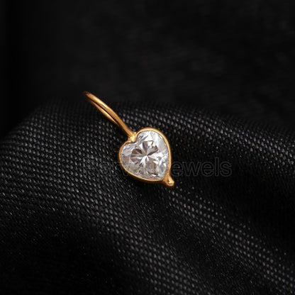 Natural Moissanite Heart Charm, 18K Solid Gold Charm, Heart Gold Charm, Gold Charm Pendant, Moissanite Birthstone Charm, Handmade Gold charm