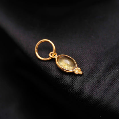 Natural Yellow Sapphire Charm, Solid 18k Gold Charm, Gold Charm, Sapphire Charm Pendant, Gold Charm Necklace, Handmade Gold Charm Pendant