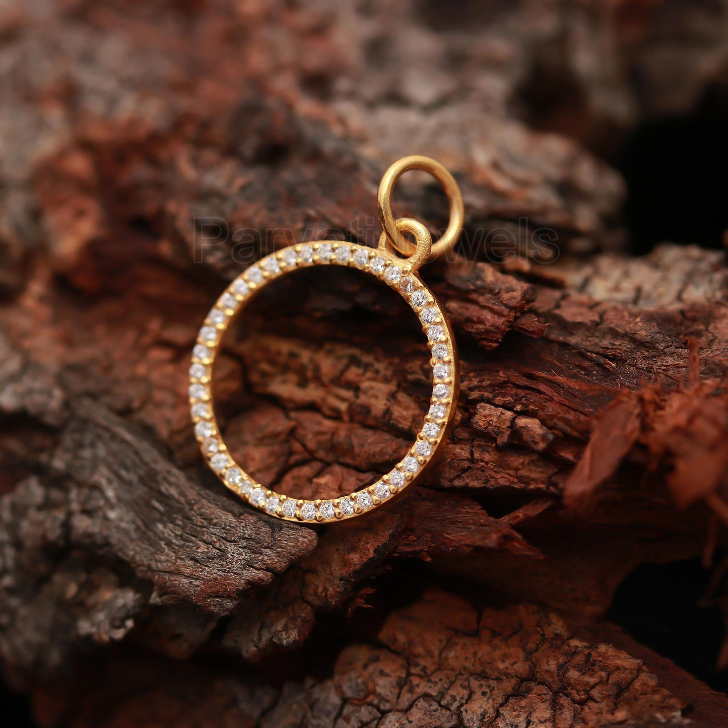 Solid 14K Gold Natural Diamond Round Charm, Handmade Gold Charm, Elegant Round Diamond Charm, Charm Pendant, Gold Pendant, Gift for her, 14K