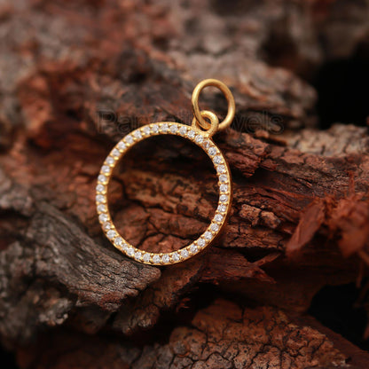 Solid 14K Gold Natural Diamond Round Charm, Handmade Gold Charm, Elegant Round Diamond Charm, Charm Pendant, Gold Pendant, Gift for her, 14K