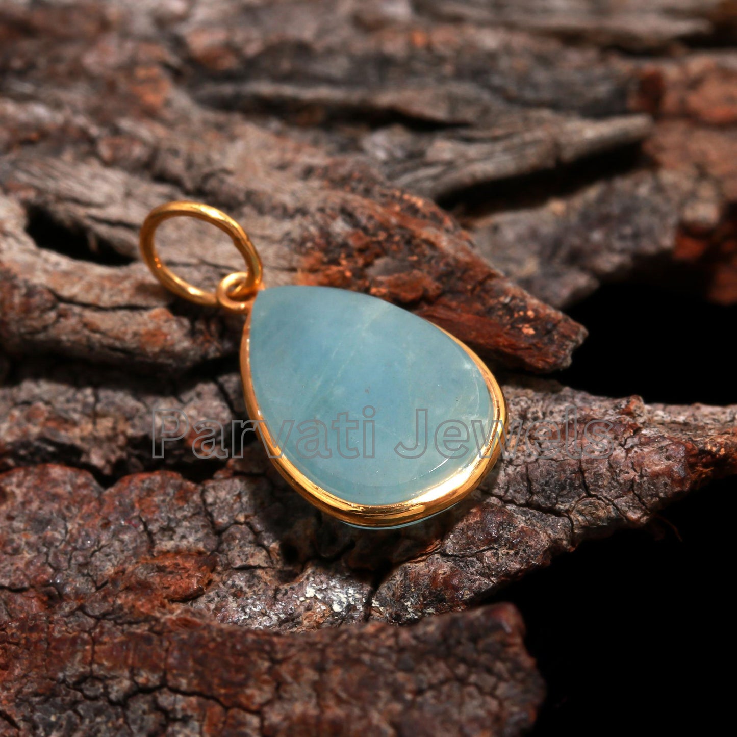 Elegant Aquamarine Pear Shaped Charm, 18k Solid Gold Charm, Aquamarine Charm, Charm Pendant, Handmade Gold Charm, Gift for Her